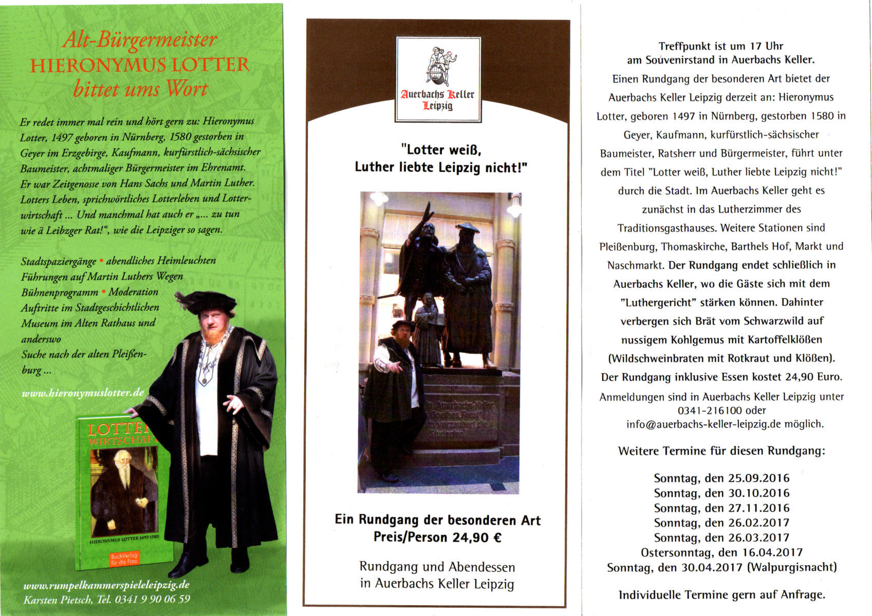 Flyer Stadtrundgänge mit Hieronymus Lotter